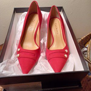 NWT Talbots red pop erica heels 5M